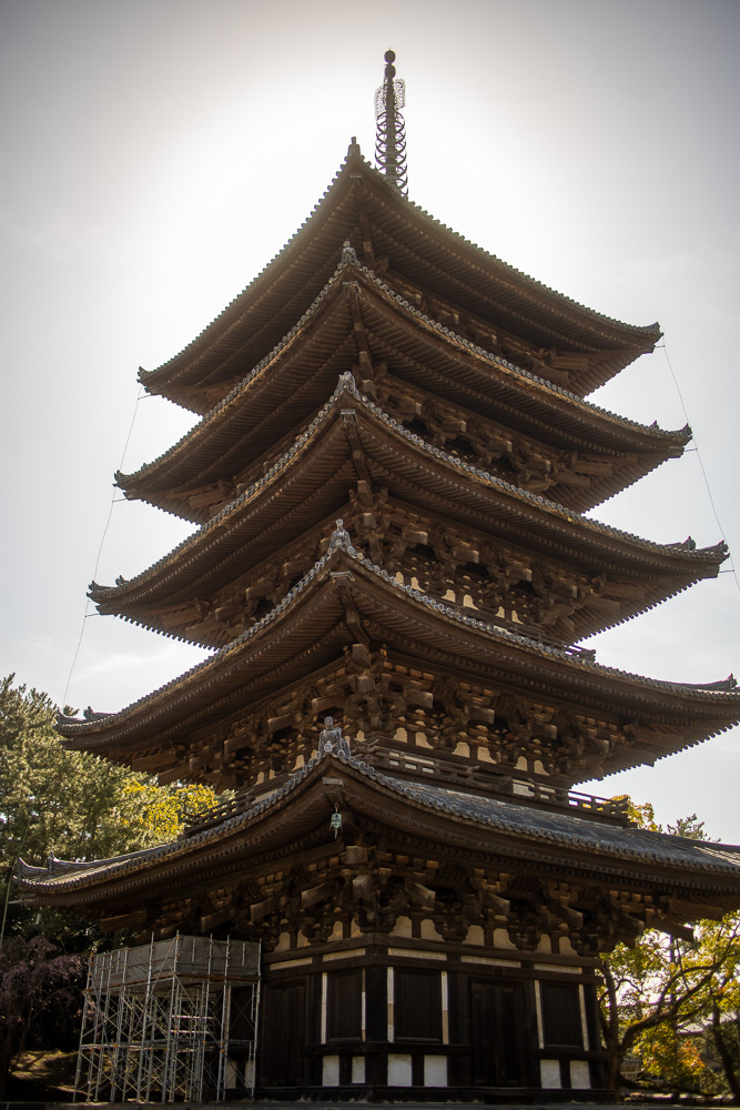 Kōfuku-ji's five story pagoda in the daytime.